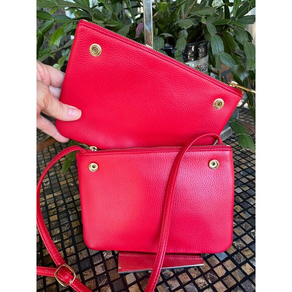 Loungefly Sugar Skull Red Crossbody & Clutch Combo Pebbled Leather EUC - Picture 6 of 11